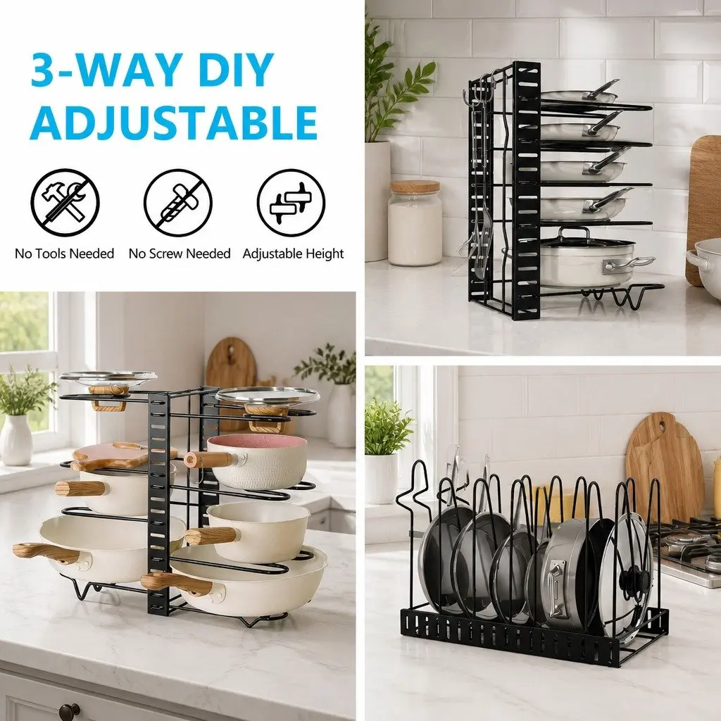 8-Tier Pan Rack for Kitchen Organization