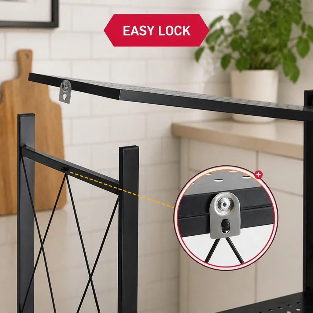 5-Tier Foldable Storage Shelf Metal Black