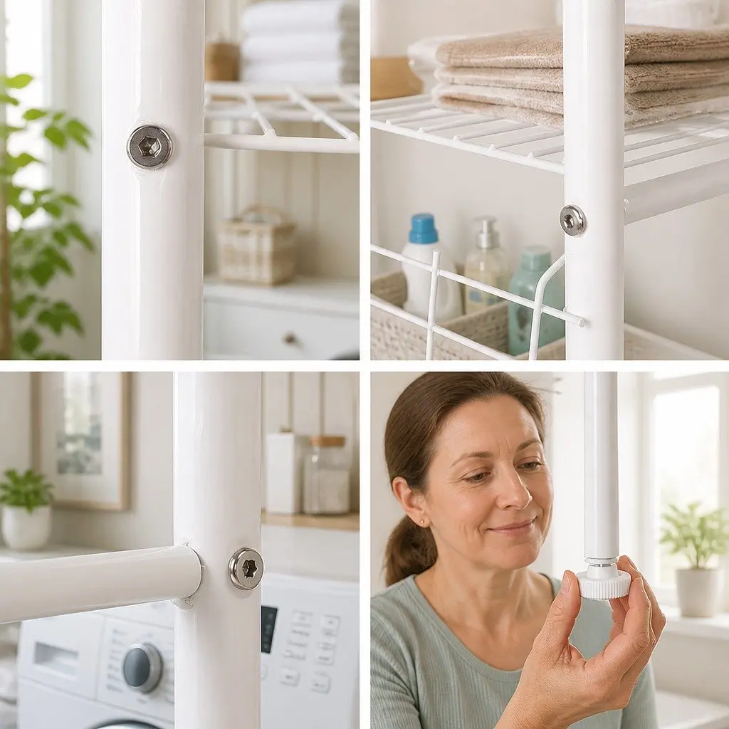 3-Tier Over Washing Machine Storage Rack Steel 25 x 163 x 68 cm White