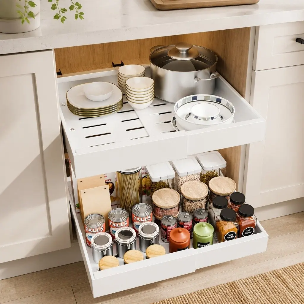 Pull-Out Organizer for Kitchen and Pantry Use