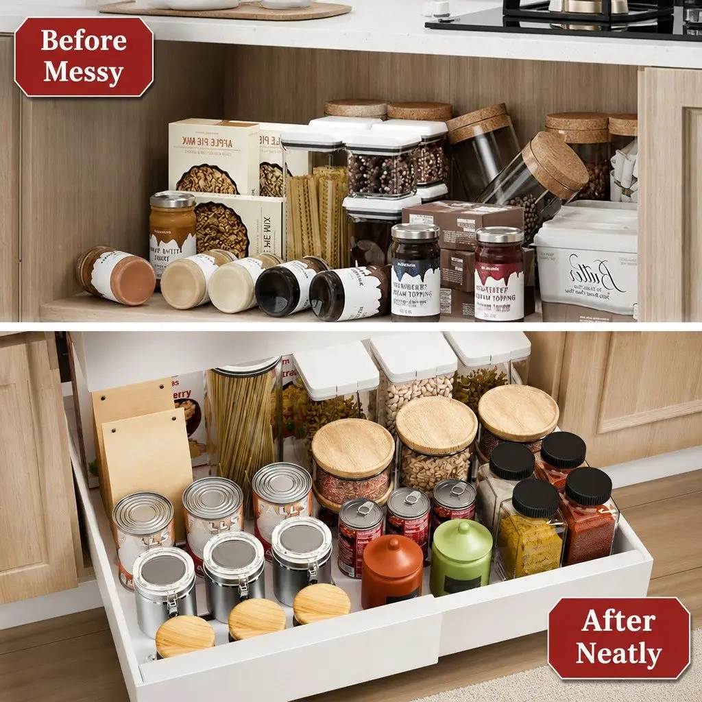 Pull-Out Organizer for Kitchen and Pantry Use