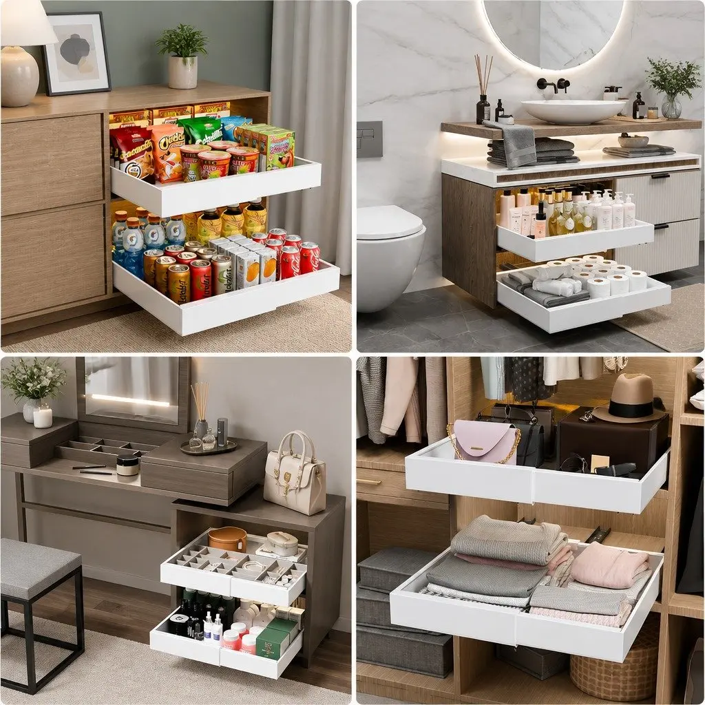 Pull-Out Organizer for Kitchen and Pantry Use