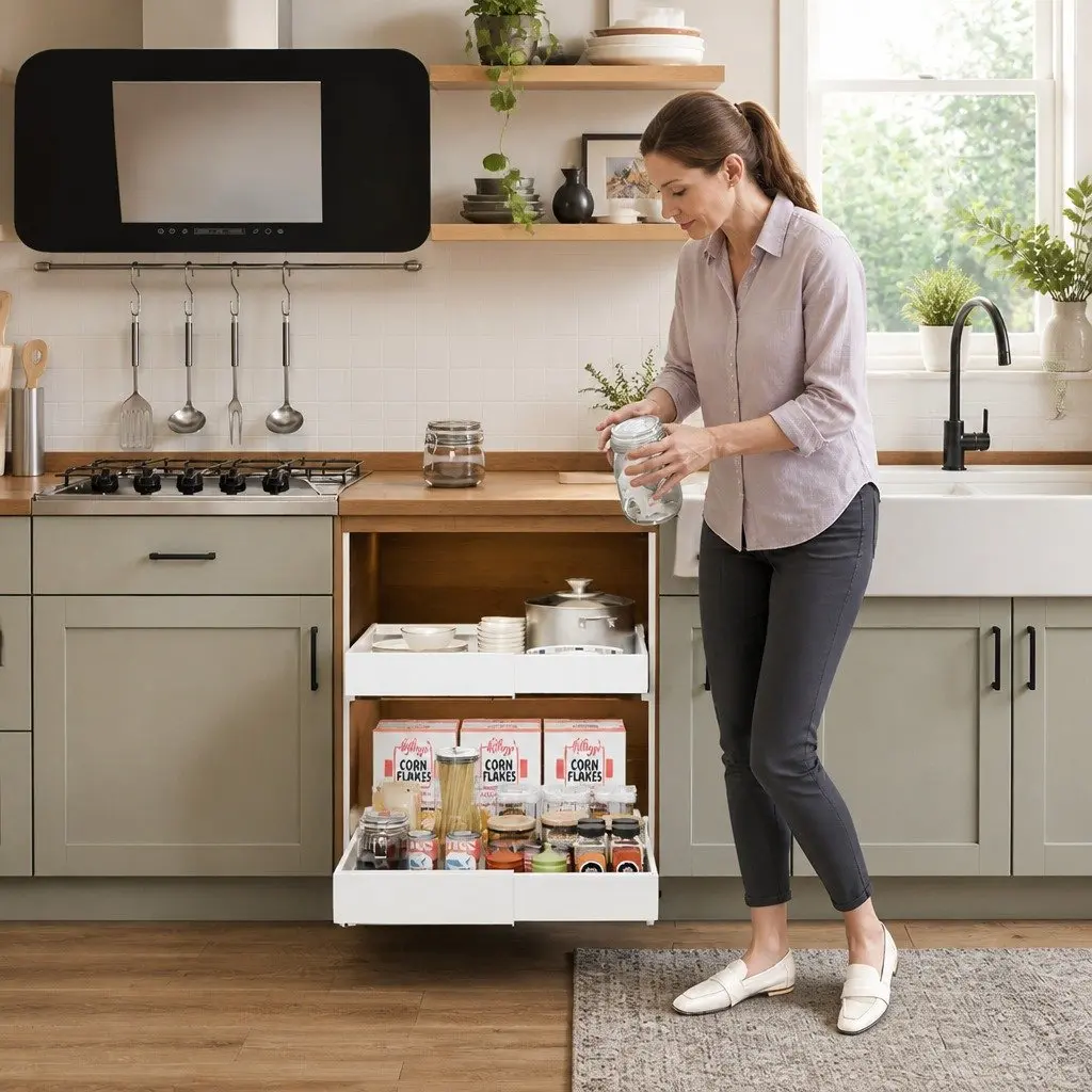Pull-Out Organizer for Kitchen and Pantry Use