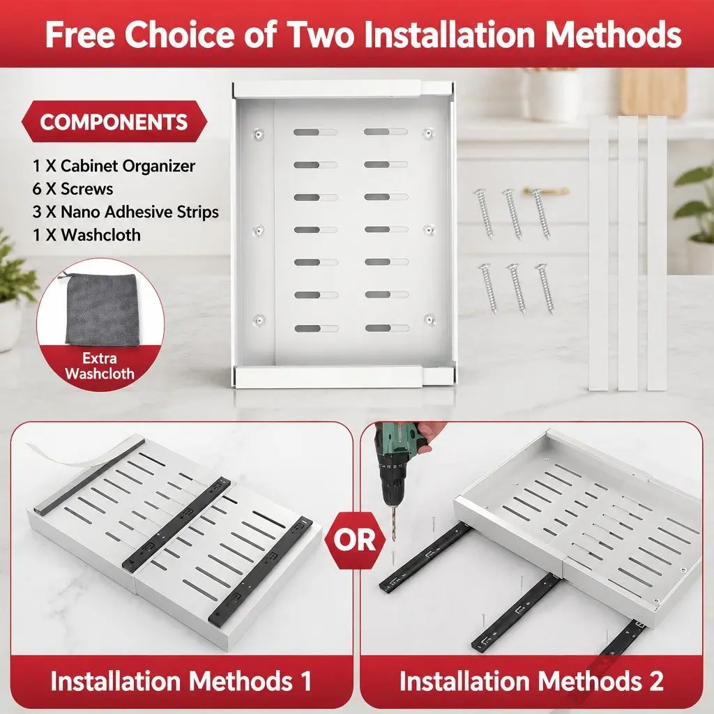 Pull-Out Organizer for Kitchen and Pantry Use