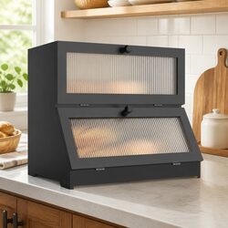 Practical Double Layer Bamboo Bread Storage Solution