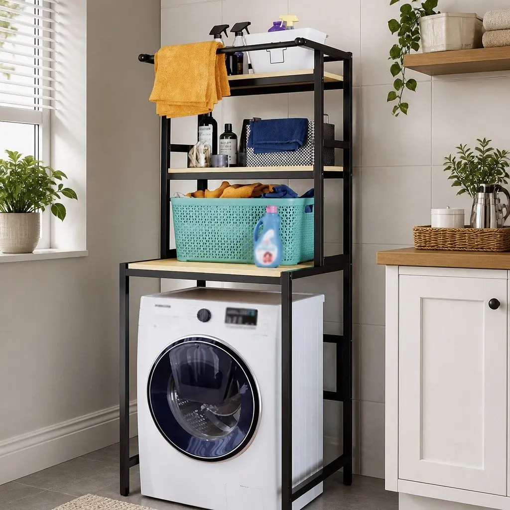 3-Tier Rack for Laundry and Bathroom Use