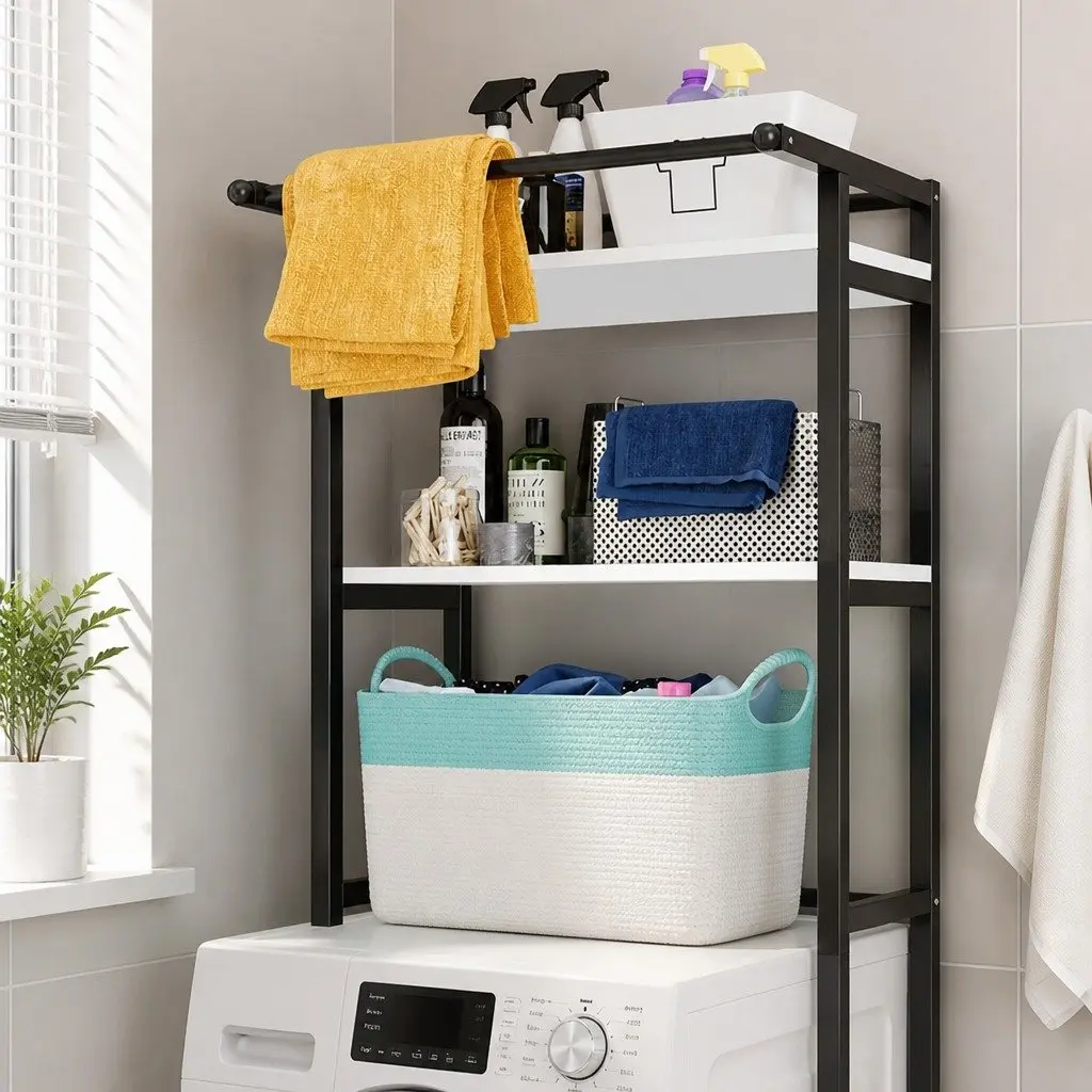 3-Tier Rack for Laundry and Bathroom Use