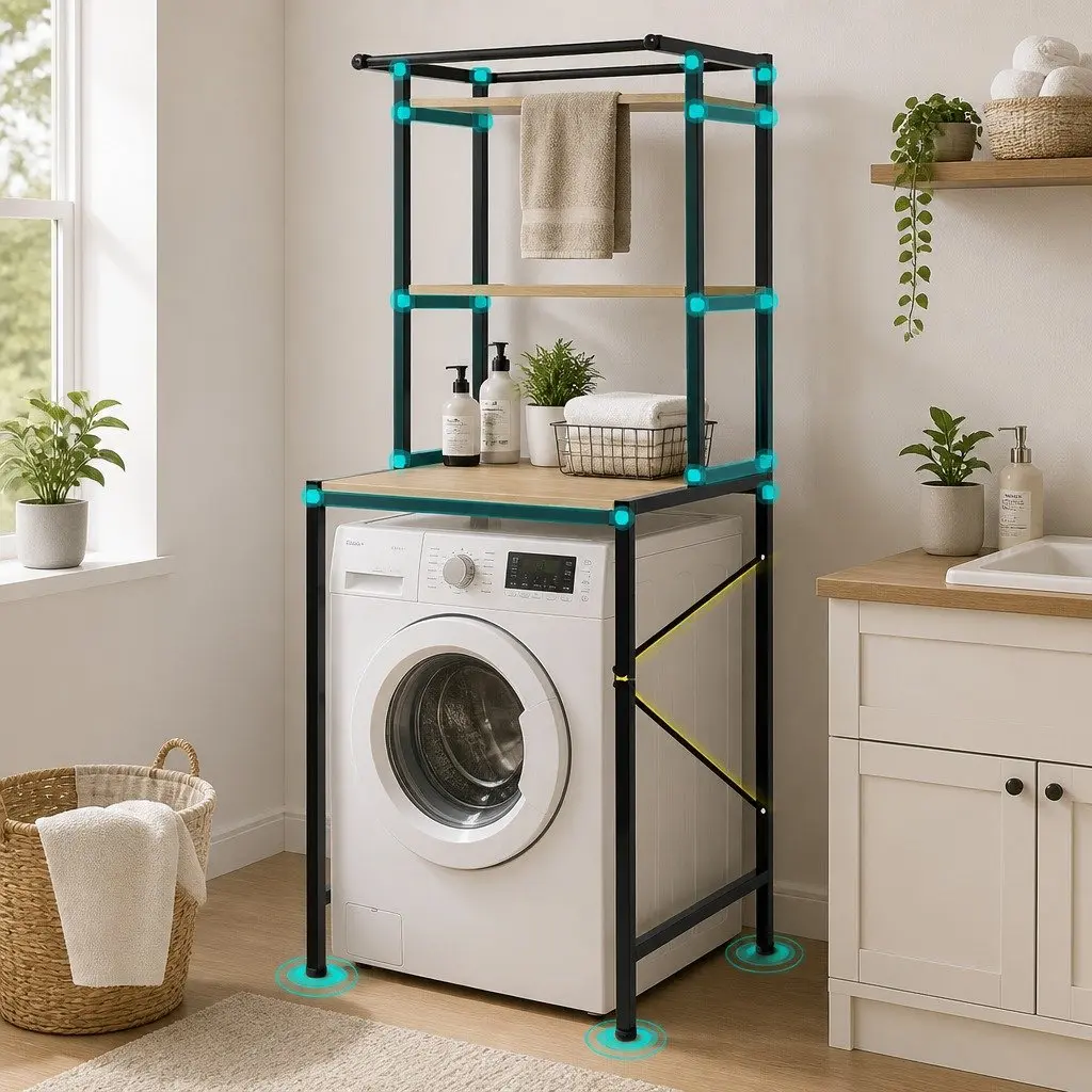 3-Tier Rack for Laundry and Bathroom Use