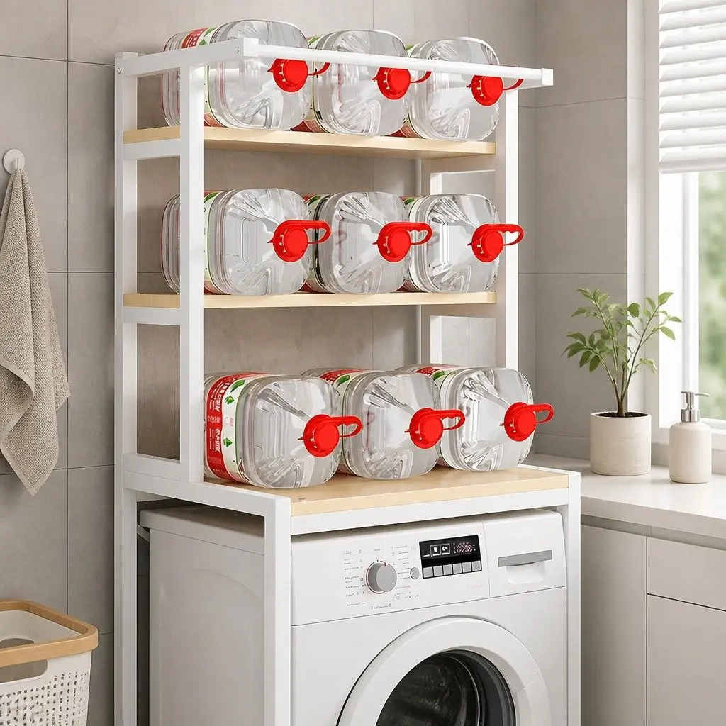 3-Tier Steel Over Washing Machine Storage Rack Organizer Bathroom Shelf White
