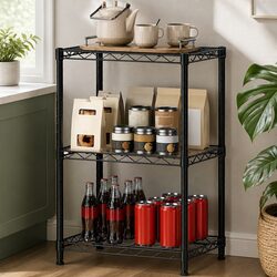 Versatile 3-Tier Metal Storage Shelf for Home Use