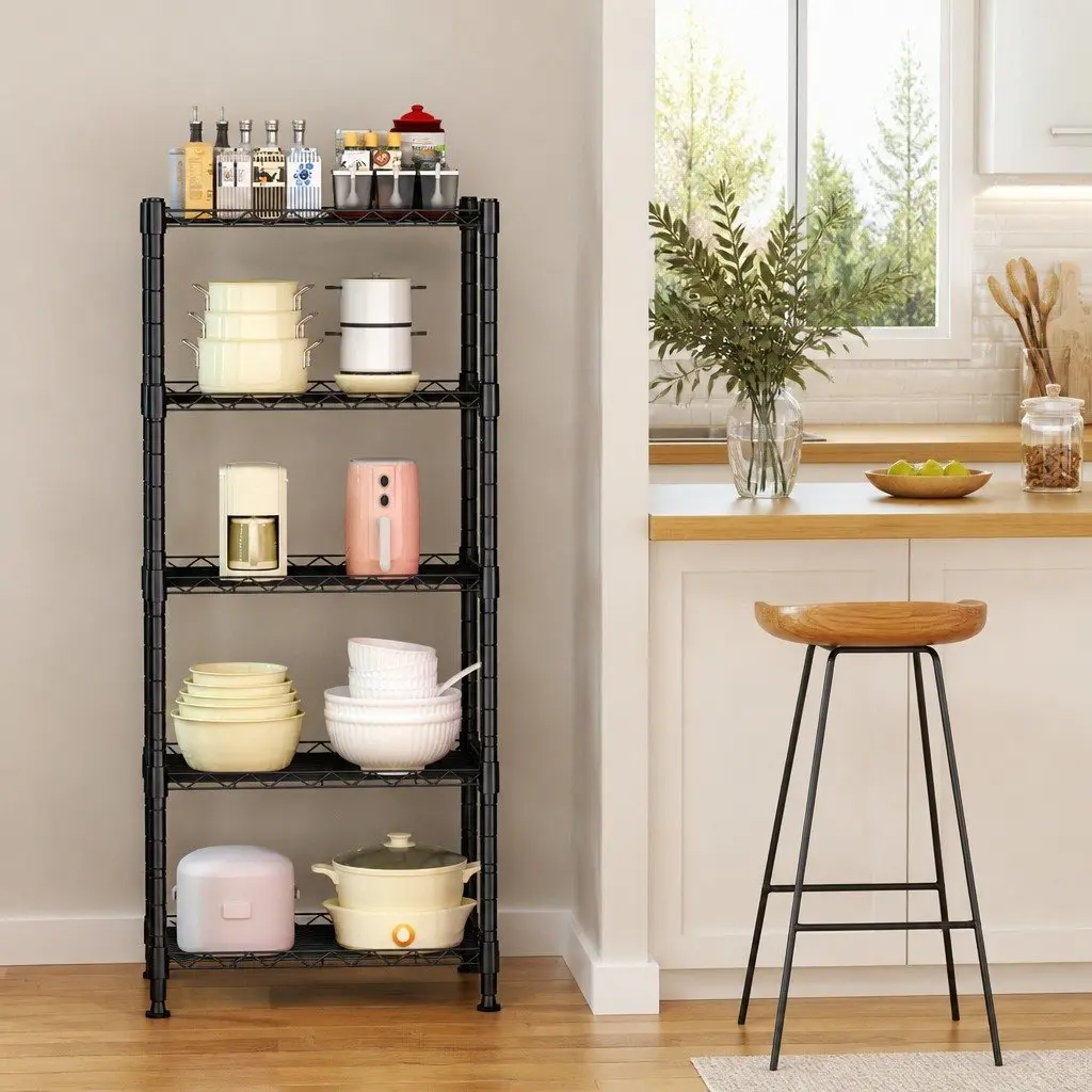 Metal Storage Shelves 4-Tier Heavy-Duty Wire Rack Organizer 60cm x 40cm x 140cm for Kitchen Pantry Bathroom Laundry