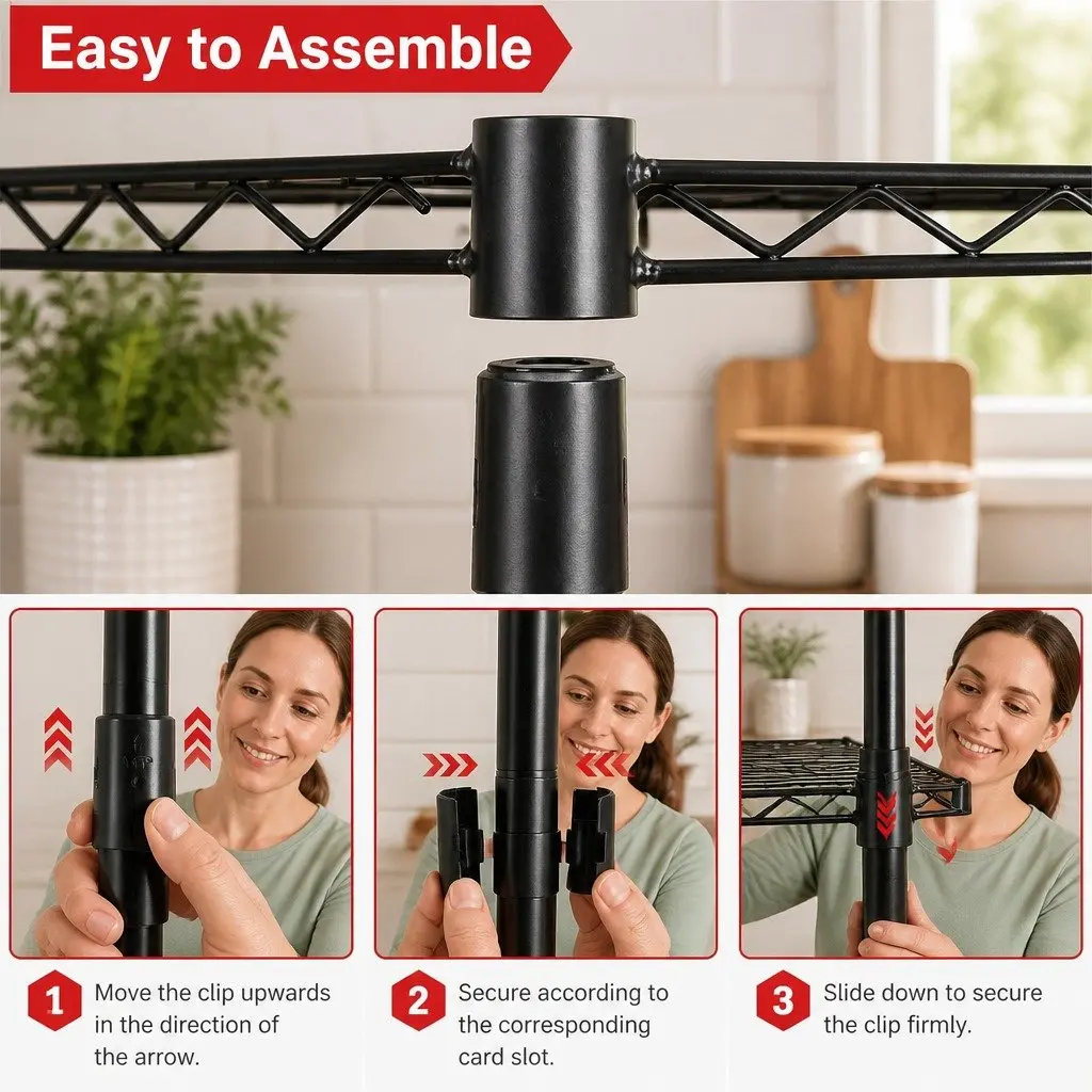 5-Tier Adjustable Metal Storage Shelves Wire Rack Organizer Kitchen Pantry