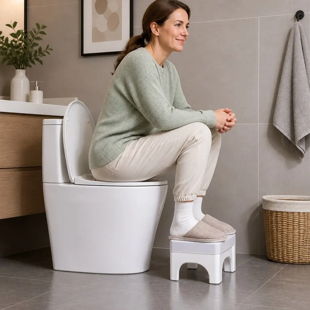 Toilet Squat Stool Plastic U-Shaped 40x17x21cm White Anti-Slip Portable Bathroom Accessory