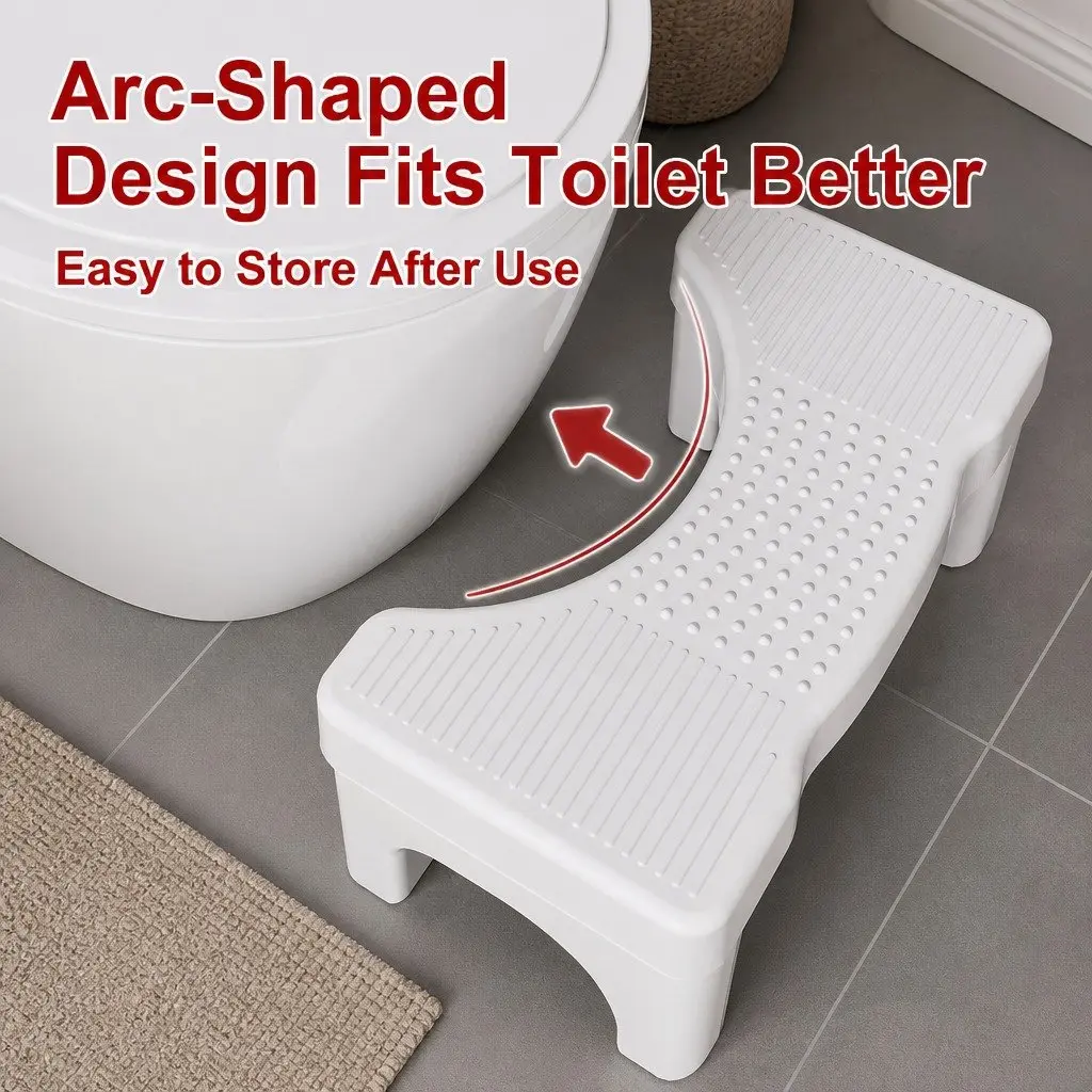 Toilet Squat Stool Plastic U-Shaped 40x17x21cm White Anti-Slip Portable Bathroom Accessory