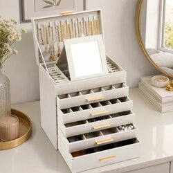 Versatile Jewelry Organizer with Mirror for Home Use