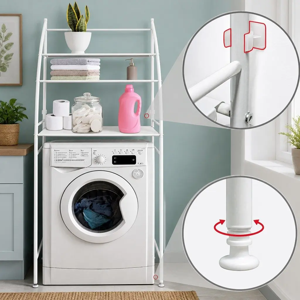 3-Tier Metal Over Washing Machine Storage Rack Organizer Shelf for Laundry Room Bathroom