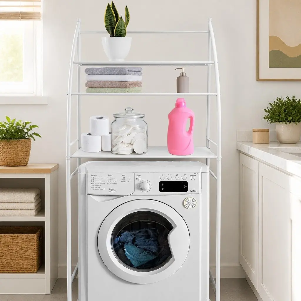 3-Tier Metal Over Washing Machine Storage Rack Organizer Shelf for Laundry Room Bathroom