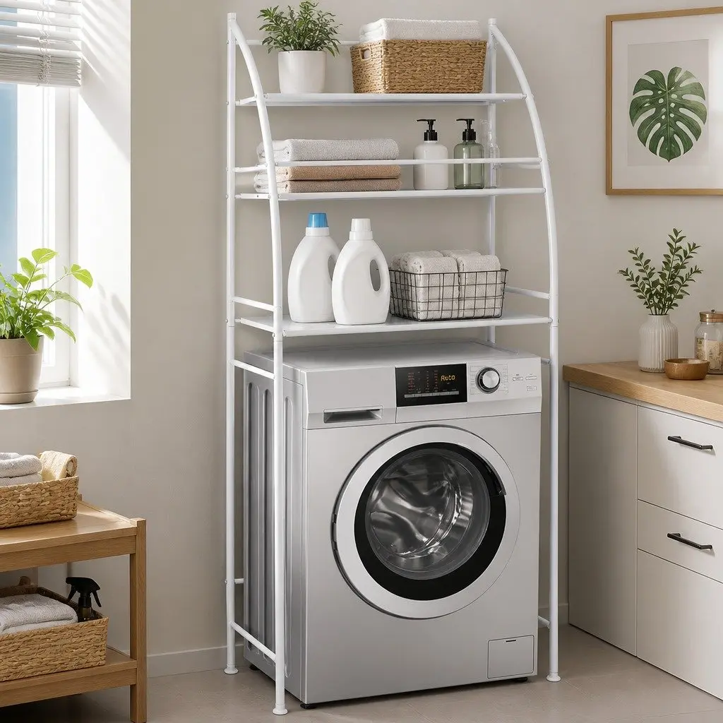 3-Tier Metal Over Washing Machine Storage Rack Organizer Shelf for Laundry Room Bathroom