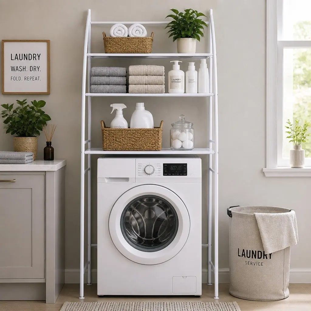 3-Tier Metal Over Washing Machine Storage Rack Organizer Shelf for Laundry Room Bathroom