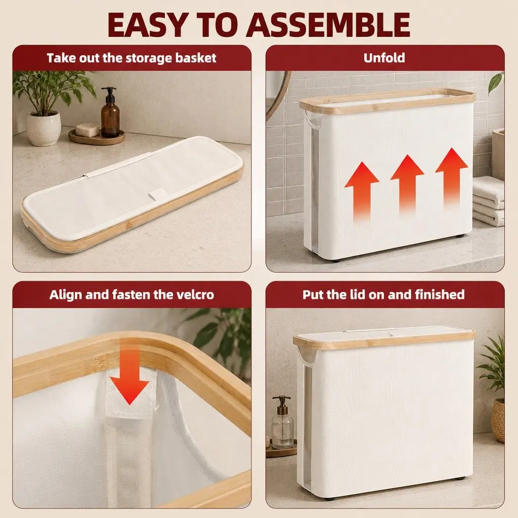 Toilet Paper Storage Basket 2 Pack Holds 12 Rolls Bamboo Lid Handle Bathroom