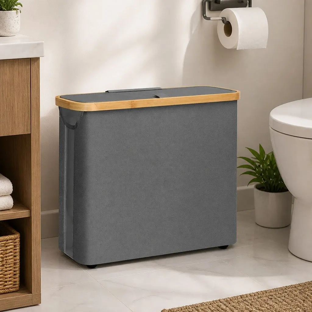 Toilet Paper Storage Basket 2 Pack Holds 12 Rolls Bamboo Lid Handle RV Closet