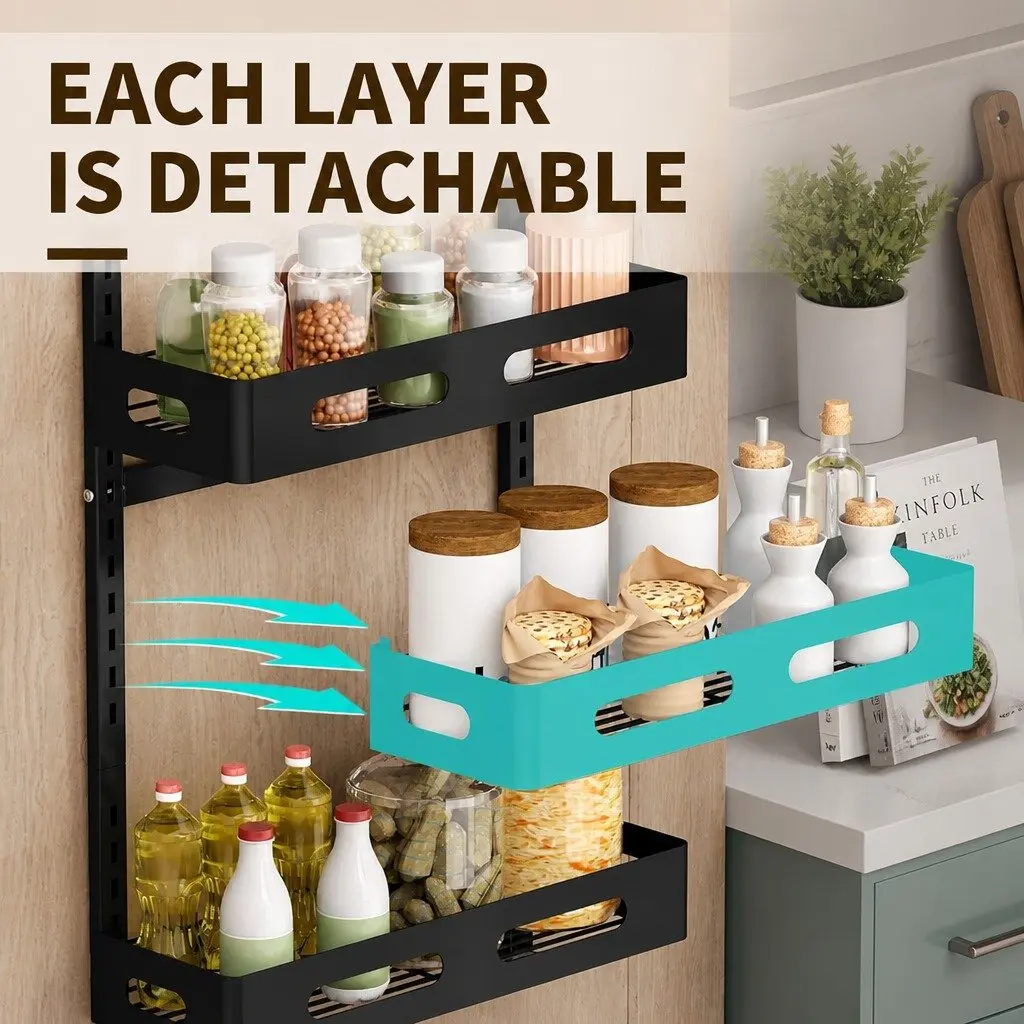Over the Door Organizer 6 Tier Adjustable Metal Pantry Storage Rack Hanging