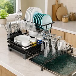 Versatile 2-Tier Dish Drying Rack for Everyday Use