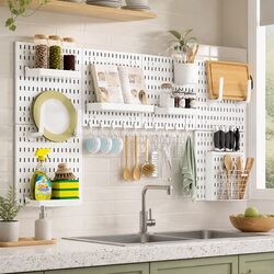 Pegboard Wall Organizer Kit 6 Modular Panels 21 Accessories Storage Kitchen