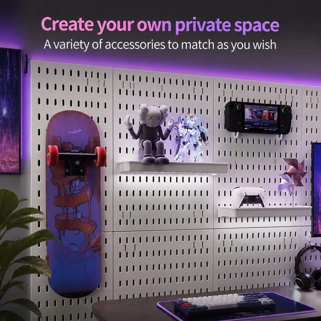 Pegboard Wall Organizer Kit Modular Black Panels 4 Panels White
