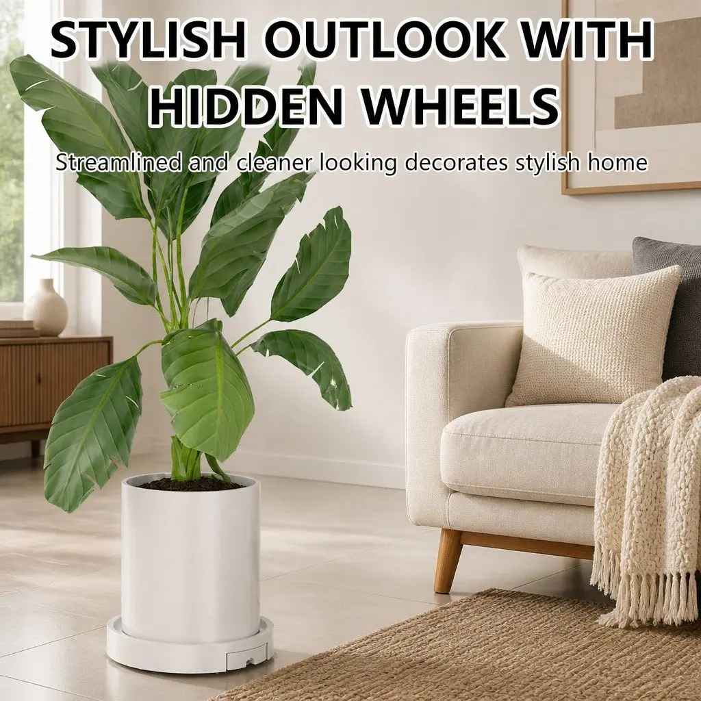 Plant Stand Caddy High Strength Polypropylene 26cm with Hidden Swivel Wheels for Indoor Pots