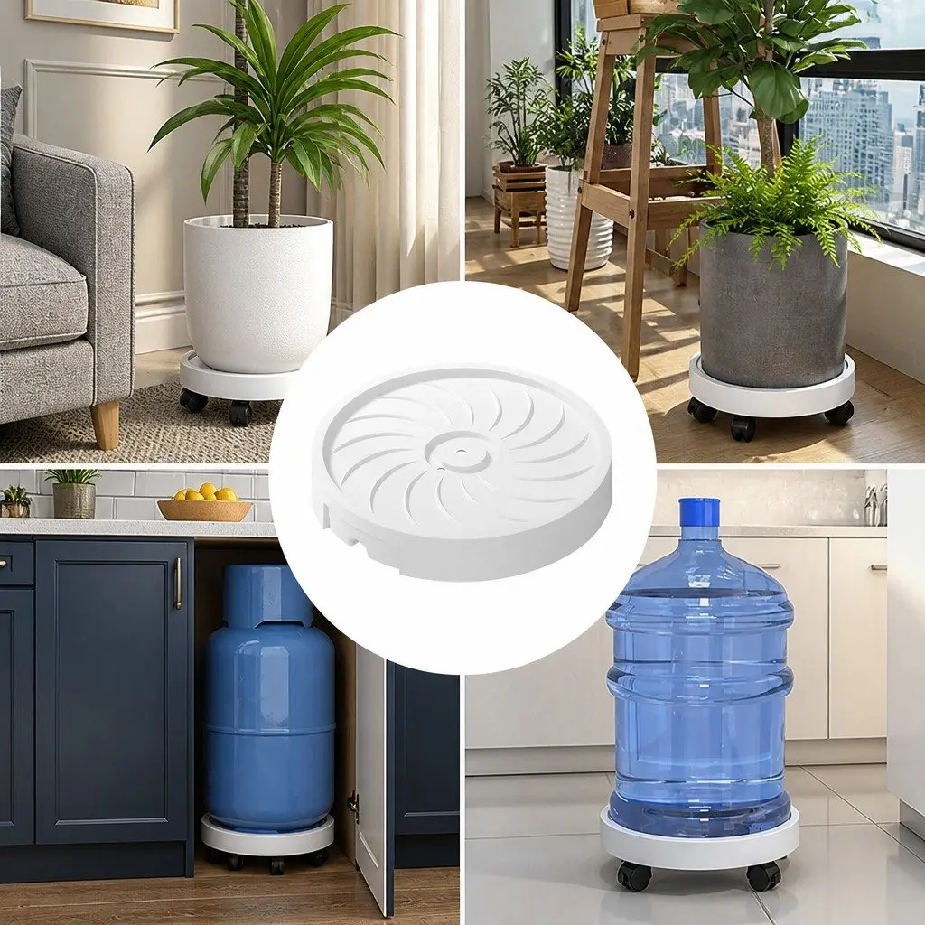Plant Stand Caddy High Strength Polypropylene 26cm with Hidden Swivel Wheels for Indoor Pots
