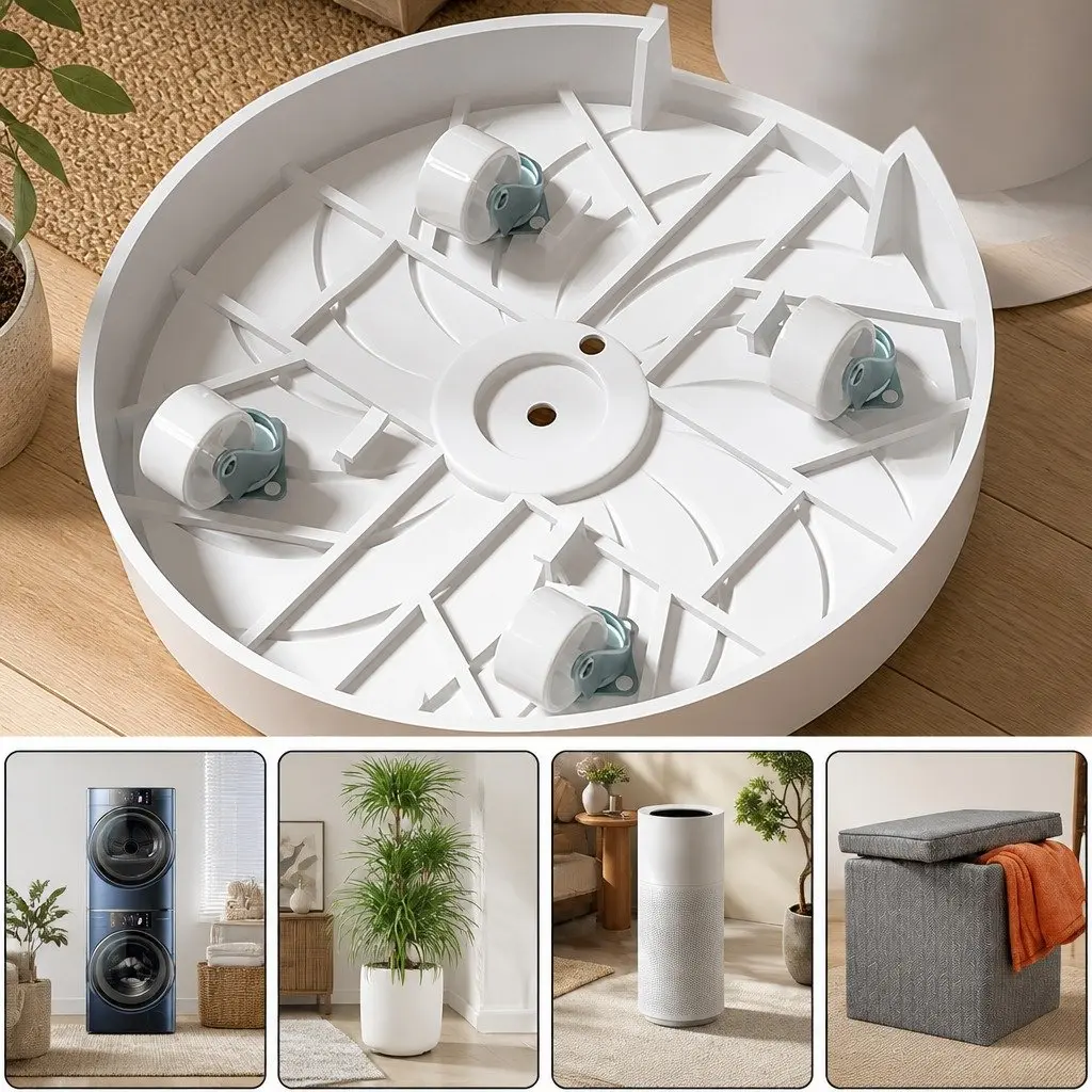 Rolling Plant Stand Set Polypropylene 26cm Pot Trolley with 360° Wheels Indoor Planter Caddy 2 Piece