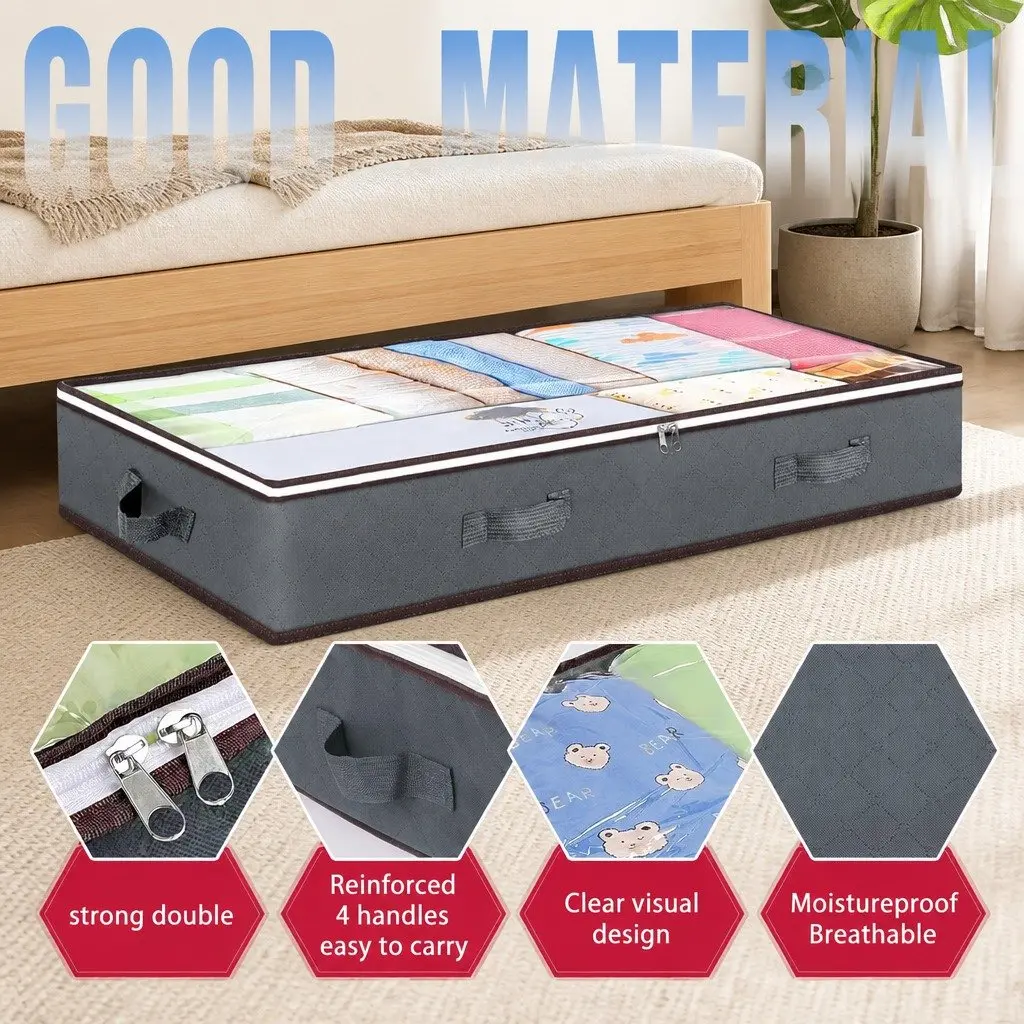 4 Pack Underbed Storage Bins 90L Large Capacity Containers Blankets Comforters