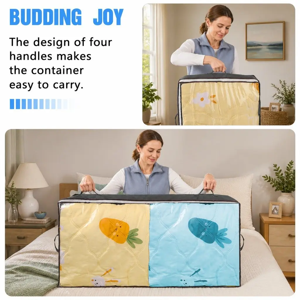 4 Pack Underbed Storage Bins 90L Large Capacity Containers Blankets Comforters