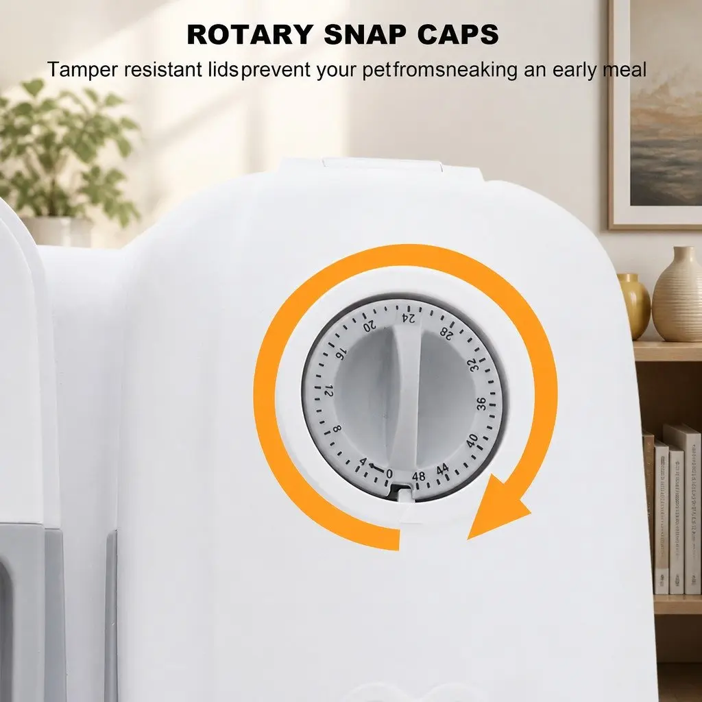 Automatic Pet Feeder Dual Bowl 700ML ABS Cat Dog Wet Dry Food Dispenser
