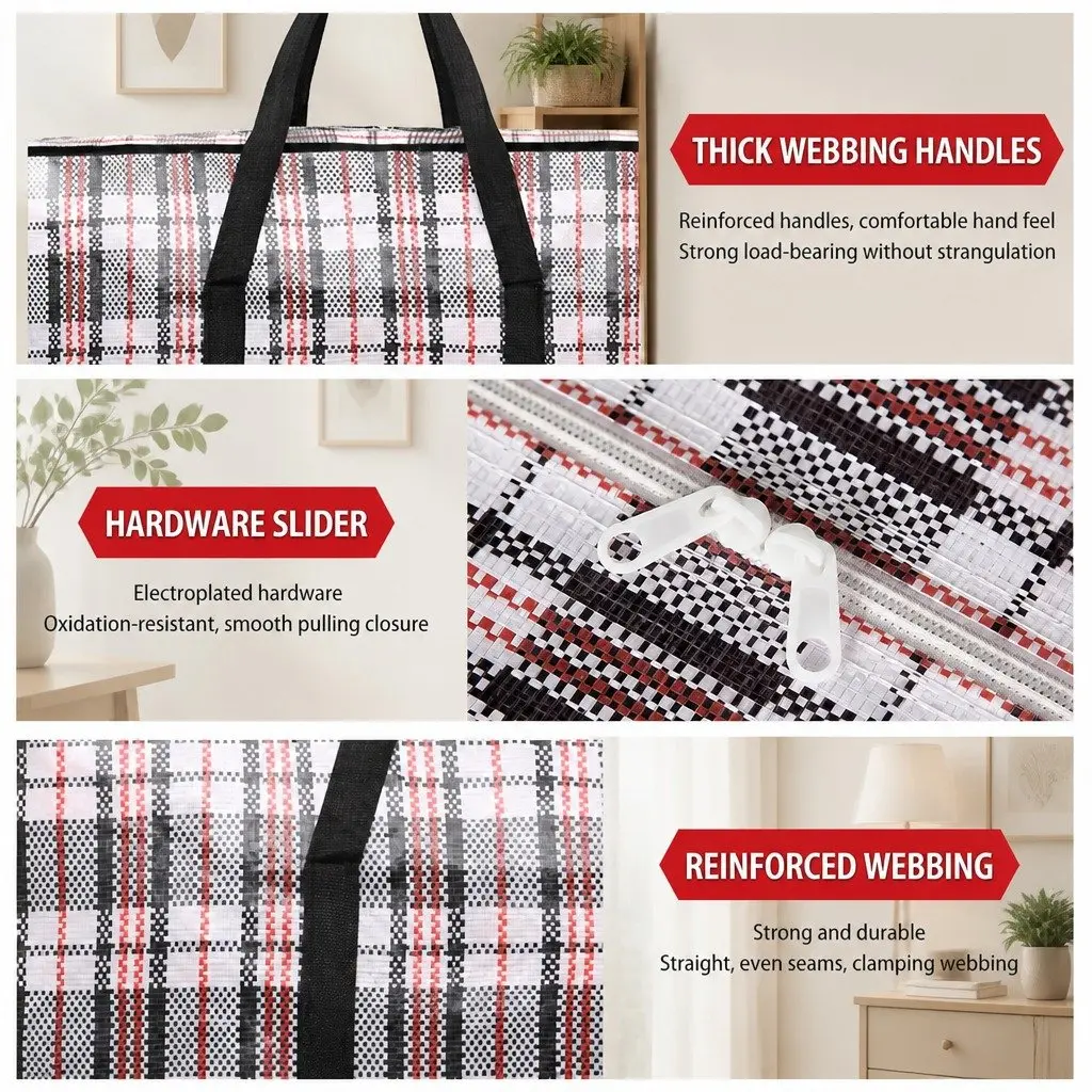 Large Storage Bags 6 Pack Waterproof Tear-Resistant Woven Polypropylene 80 x 55 x 25 cm for Clothes Bedding Organizer Travel