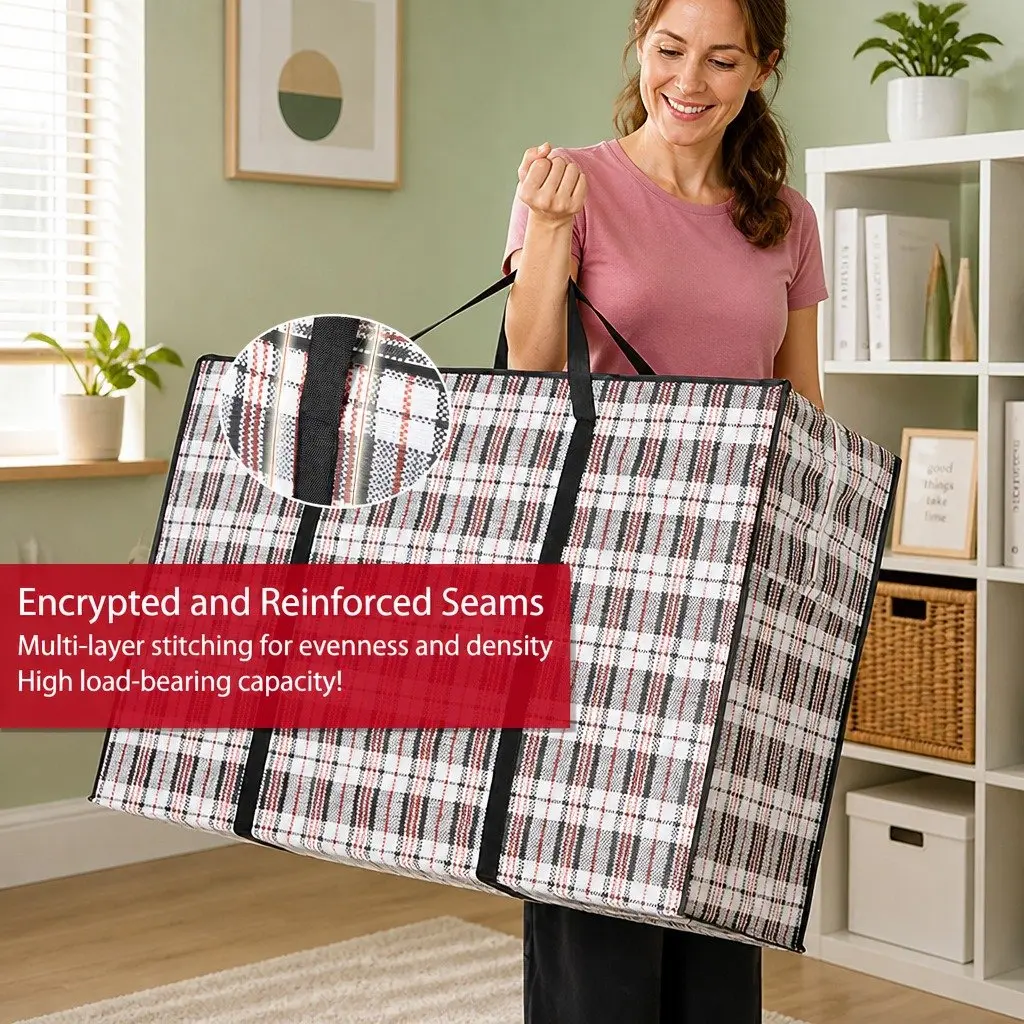 Large Storage Bags 6 Pack Waterproof Tear-Resistant Woven Polypropylene 80 x 55 x 25 cm for Clothes Bedding Organizer Travel