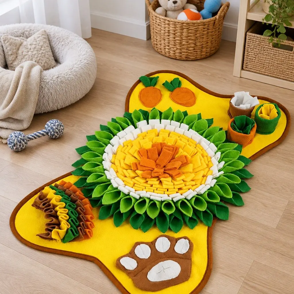 Snuffle Feeding Mat Toy for Dogs Interactive Soft Polar Fleece 50 x 75 cm Multicolour