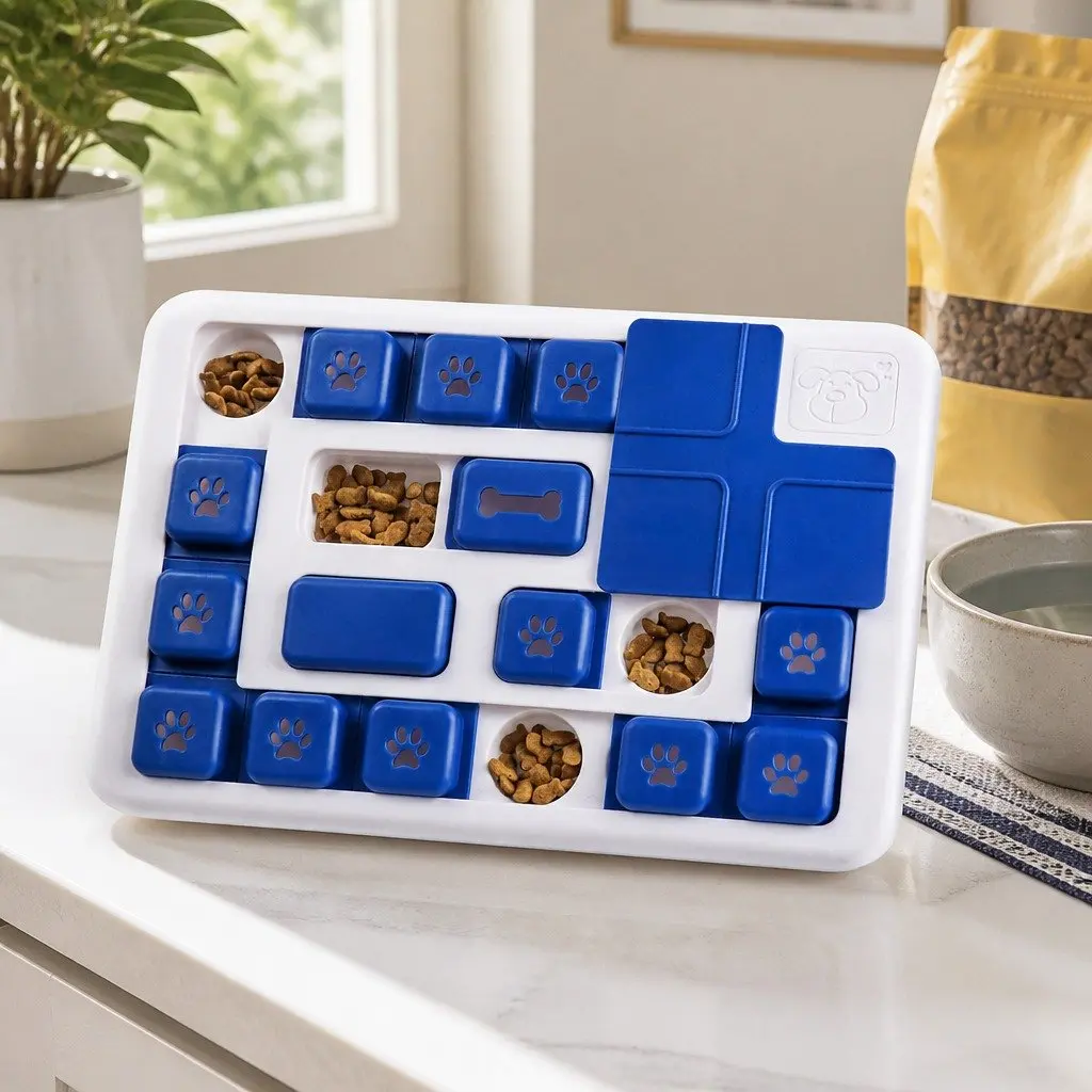 Interactive Dog Puzzle Toy Slow Feeder Treat Dispenser ABS Plastic 30 x 20 x 3 cm