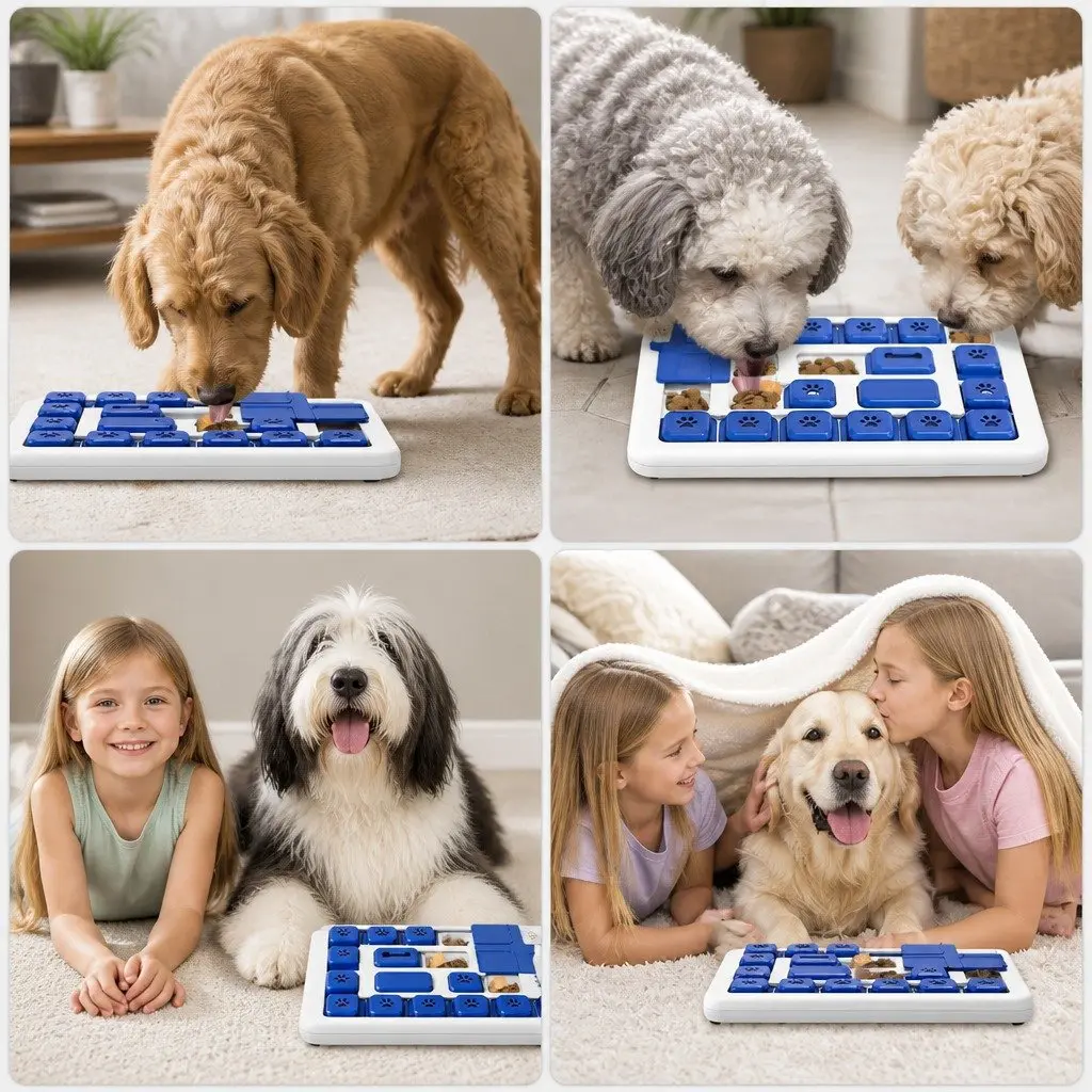 Interactive Dog Puzzle Toy Slow Feeder Treat Dispenser ABS Plastic 30 x 20 x 3 cm