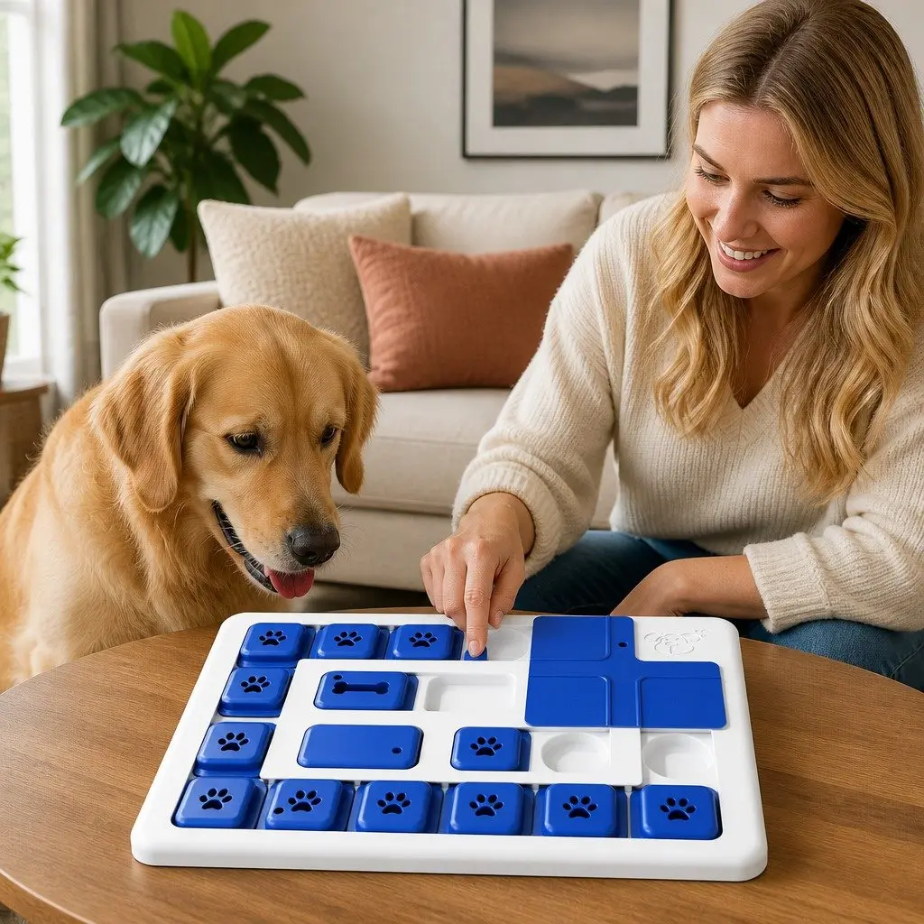 Interactive Dog Puzzle Toy Slow Feeder Treat Dispenser ABS Plastic 30 x 20 x 3 cm