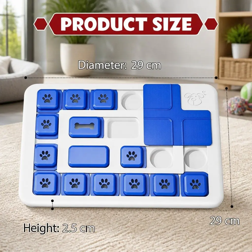 Interactive Dog Puzzle Toy Slow Feeder Treat Dispenser ABS Plastic 30 x 20 x 3 cm