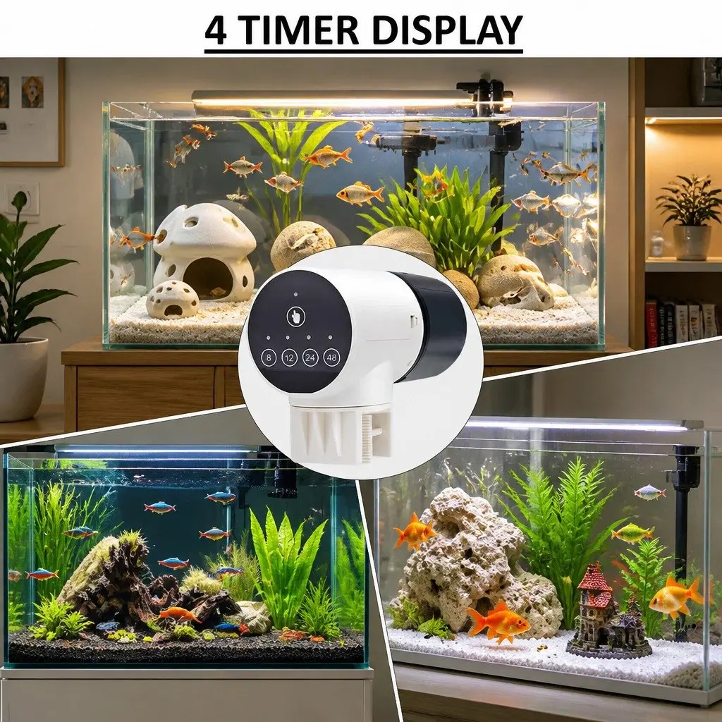 Automatic Fish Feeder with Timer Rechargeable Aquarium Tank Moistureproof