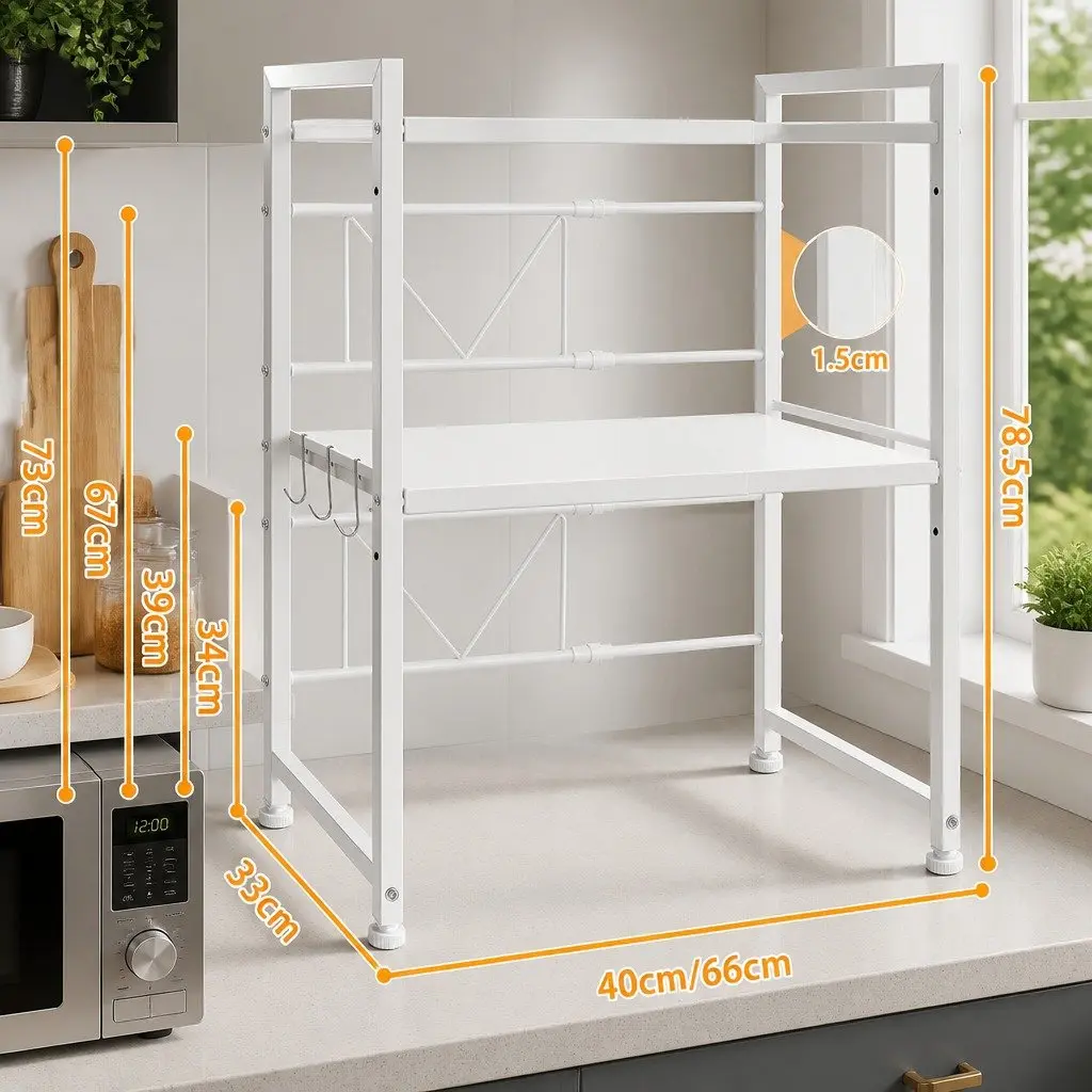 3-Tier Metal Kitchen Shelf Stand Adjustable Countertop Rack