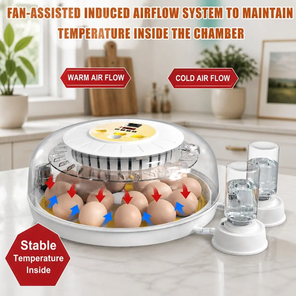 18 Egg Incubator Automatic Turning Digital LED Display Temperature Humidity Control 32cm x 15cm x 32cm