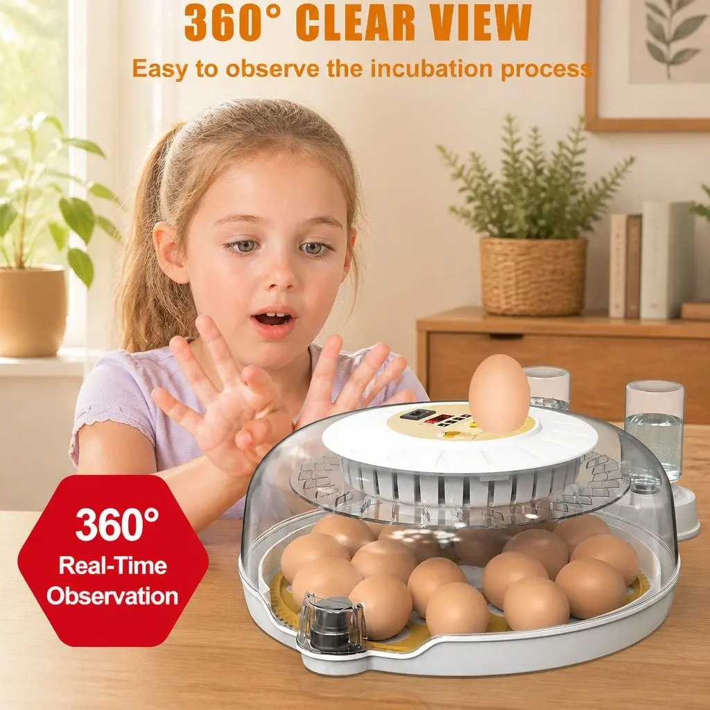 18 Egg Incubator Automatic Turning Digital LED Display Temperature Humidity Control 32cm x 15cm x 32cm