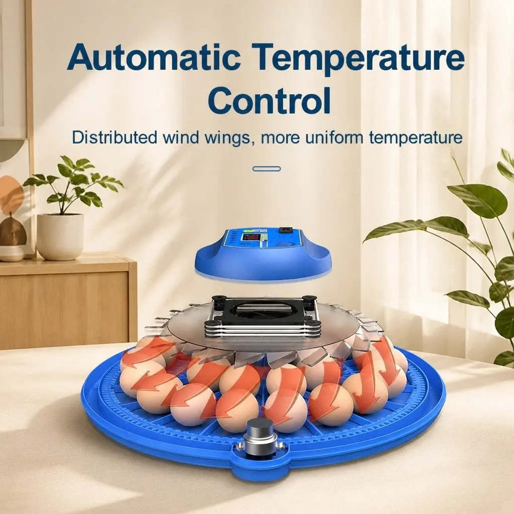 52 Capacity Egg Incubator LED Display Automatic Turning Digital Temperature Humidity Control