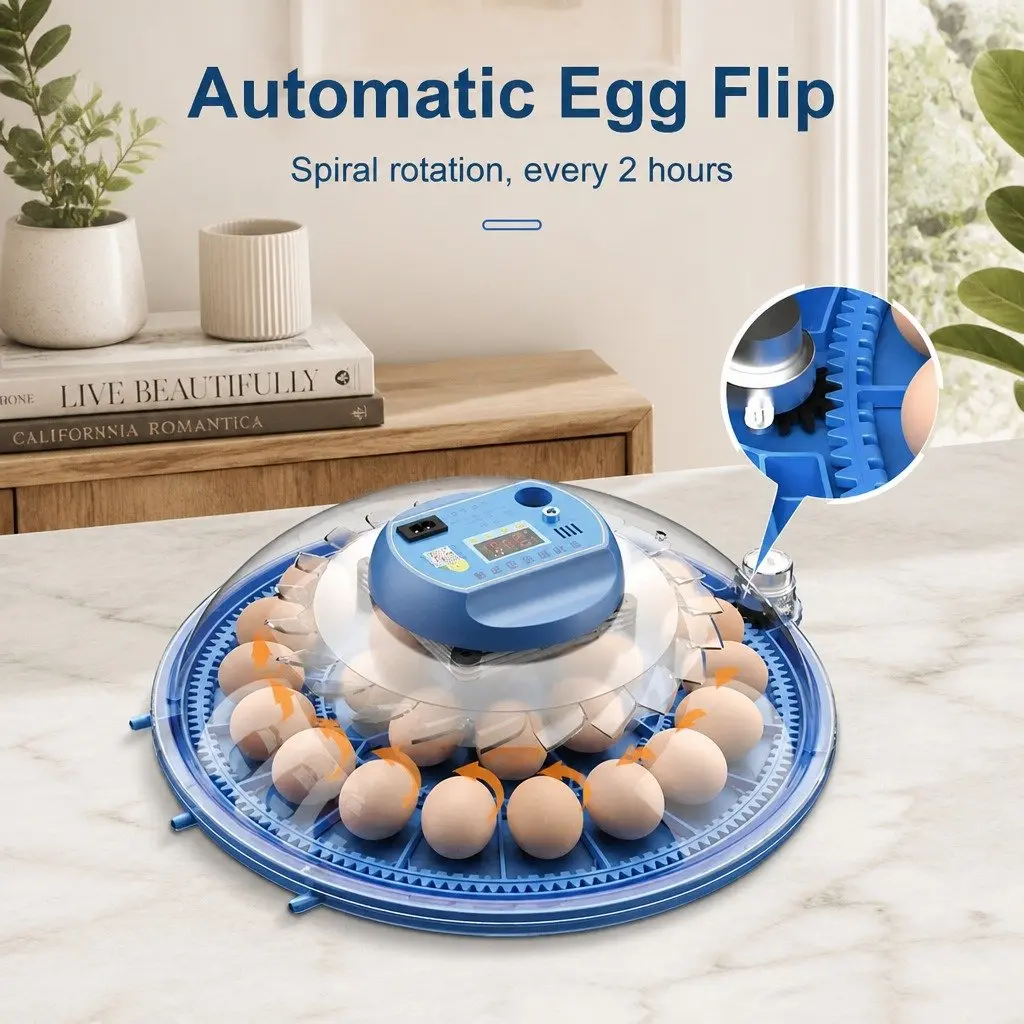 52 Capacity Egg Incubator LED Display Automatic Turning Digital Temperature Humidity Control