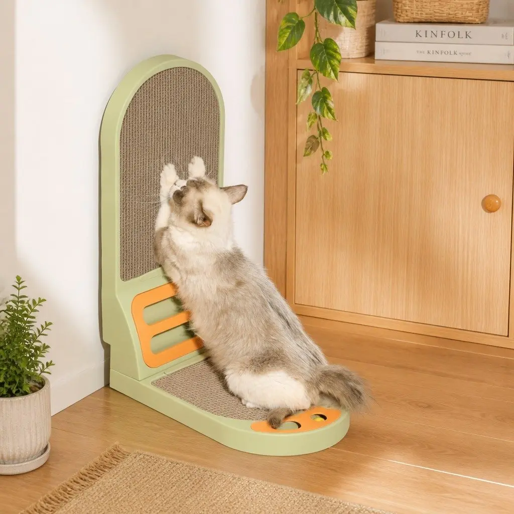 Cat Scratching Board L-Shaped Corrugated Cardboard 42 x 58 x 27 cm for Indoor Cats