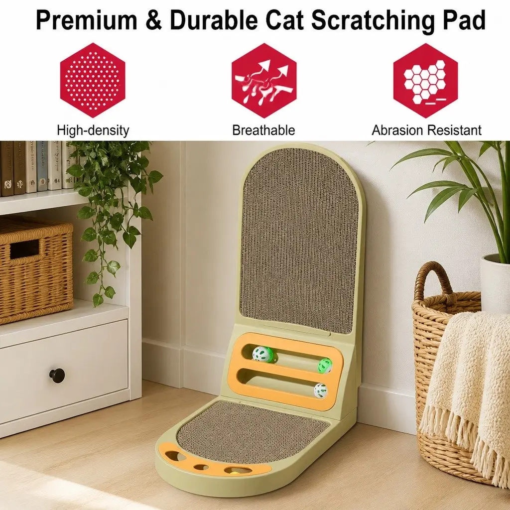 Cat Scratching Board L-Shaped Corrugated Cardboard 42 x 58 x 27 cm for Indoor Cats